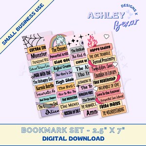 Book Tropes Bookmark PNG Set, Sublimation Design, Cute PNG, Book Lover, Bookmark Design, Commercial Use, Digital Download, Fantasy Book PNG