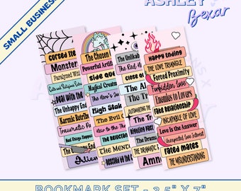 Book Tropes Bookmark PNG Set, Sublimation Design, Cute PNG, Book Lover, Bookmark Design, Commercial Use, Digital Download, Fantasy Book PNG