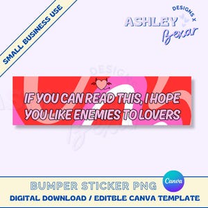 Bookish Bumper Sticker PNG, Bumper Sticker Design, Funny Sticker Design, Commercial Use, Digital Download, Bumper Sticker Canva Template