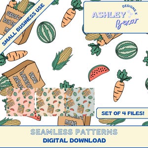 Farmers Markt Musterdesign, digitaler Download, nahtloses Muster, Sublimationsmuster, Plant Mom Pattern Design, Rapportmuster, Frühling
