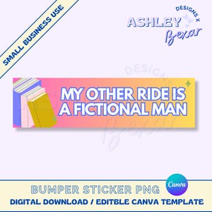 Bookish Bumper Sticker PNG, Bumper Sticker Design, Funny Sticker Design, Commercial Use, Digital Download, Bumper Sticker Canva Template
