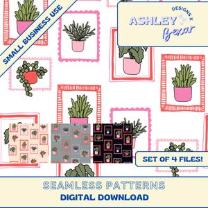 Niedliche Pflanzen Musterdesign, digitaler Download, nahtlose Muster, Sublimationsmuster, Plant Mom Pattern Design, Rapportmuster, Frühling