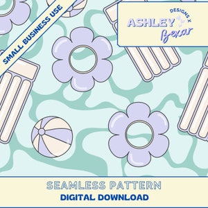 Summer Pool Floats in Pool Seamless Pattern, Digital Download, Seamless Pattern, Sublimation Pattern, Pattern Design, Repeat Pattern