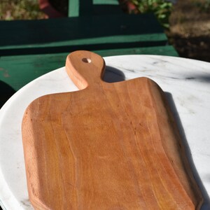 Handcrafted solid beech wood cutting board / Irregular Serving Board with handle image 2