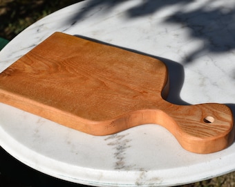 Handcrafted solid ash wood cutting board / Irregular Serving Board with handle