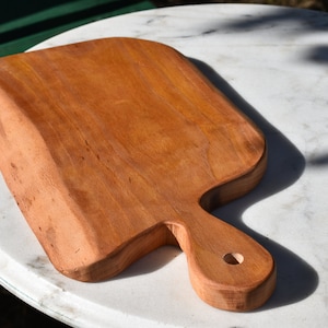 Handcrafted solid beech wood cutting board / Irregular Serving Board with handle image 1