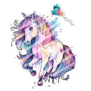 Horse, Rainbow Colors, In Cartoon Style, Water Colour, Digital File, PNG, PDF, SVG, Horse_01