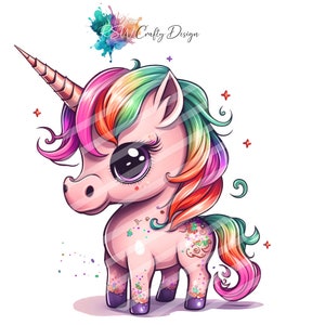 Unicorn_02, in Cartoon Stil, Water Colour, Digitale Datei, PNG, PDF, SVG
