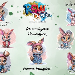 Bunny_Bundle_04 in Cartoon Style zur Sublimation und zum Plotten geeignet, in den Format PNG transp. Hintergrund