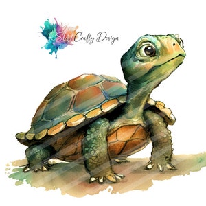 Turtle_02, w stylu koloru wody, plik cyfrowy, PNG, PDF, SVG
