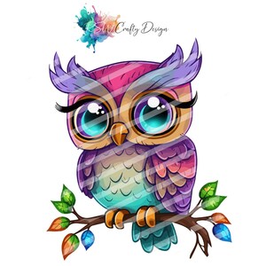 Owl_06, in Cartoon Style, Water Colour, Digital File, PNG, PDF, SVG