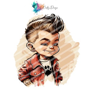 Rockabilly_Boy_01, in Cartoon Stil, Water Colour, Digitale Datei, PNG, PDF, SVG