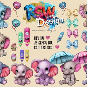 Elefantis_Bundle_01 in Cartoon Style zur Sublimation und zum Plotten geeignet, in den Formaten SVG,PNG transp. Hintergrund