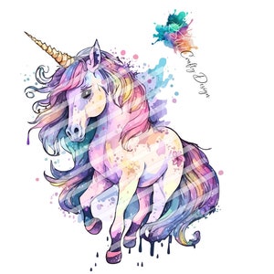 Unicorn, in Cartoon Stil, Water Colour, Digitale Datei, PNG, PDF, SVG, Unicorn_03