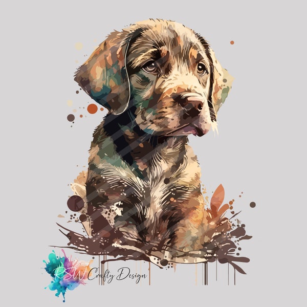 Labrador Welpe_02, in Water Color Style, Digital File, PNG, PDF, SVG