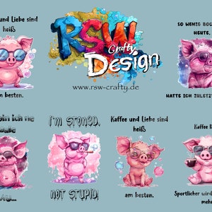 Pigs Bundle 01  in Cartoon Style zur Sublimation und zum Plotten geeignet, in den Format PNG transp. Hintergrund