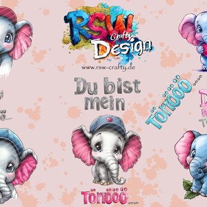 Elephant_Bundle_01_2025 in Cartoon Style zur Sublimation und zum Plotten geeignet, in den Format: PNG transp. Hintergrund