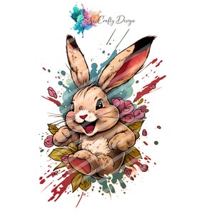 Osterhase_06, in Cartoon Stil, Water Colour, Digitale Datei, PNG, PDF, SVG