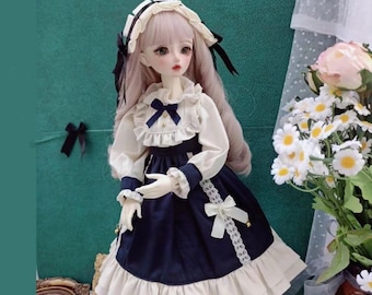 1/3 1/4 1/6BJD Three Points Four Points Six Points Doll Clothing Set Lolita Retro Cute Princess Dress Dress + Hair Accessories Doll Clothes