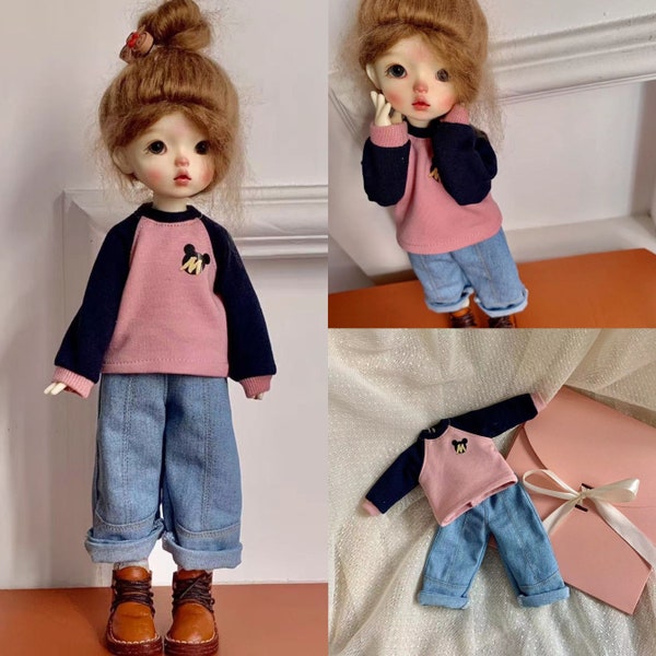 1/6 bjd doll clothes sweater jeans fashion T-shirt shirt 6 points trendy doll daily wear casual style
