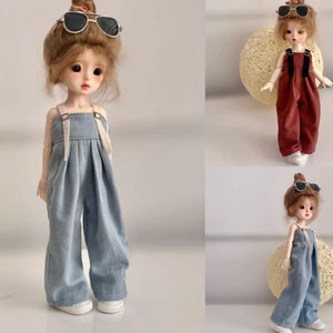 1/6 Bjd doll's overalls fashion jeans mopping pants 6 minutes 30 cm denim overalls