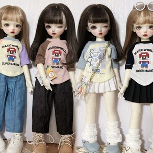 1/6 BJD 6-point doll clothes T-shirt + skirt + leg socks set with 30cm doll clothes T-shirt + jeans set