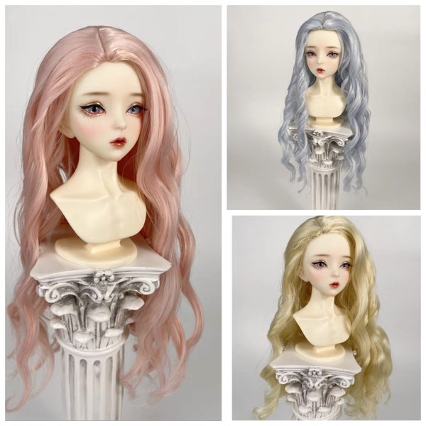 BJD wig pink wig blue wig blone wig Smart doll SD Dollfie dream 9-10 8-9 7-8 6-7inch Long curl hair for 60cm doll