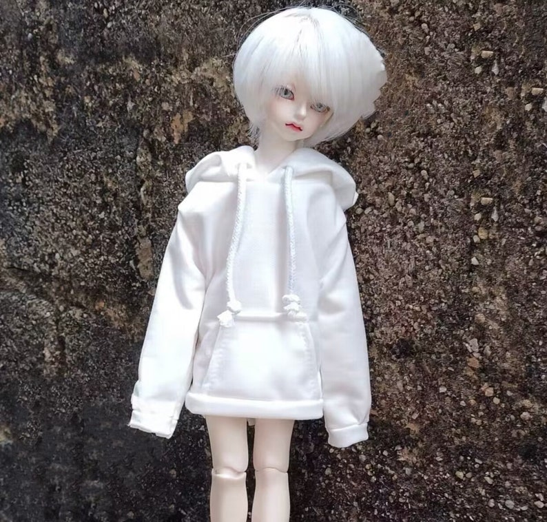 1/3 bjd 1/4 1/6BJD baby clothes 4 minutes 3 minutes 6 minutes 60cm doll clothes hooded sweater jacket White