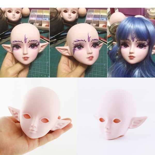 1/3BJD doll head 3 points elf ear 60cm doll plain head practice makeup head white muscle prime head