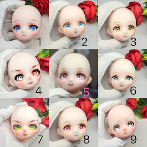 1/6BJD six-point head circumference 18cm two-dimensional makeup head with eyeballs 14mm eyeballs hand-painted finished cute doll makeup head