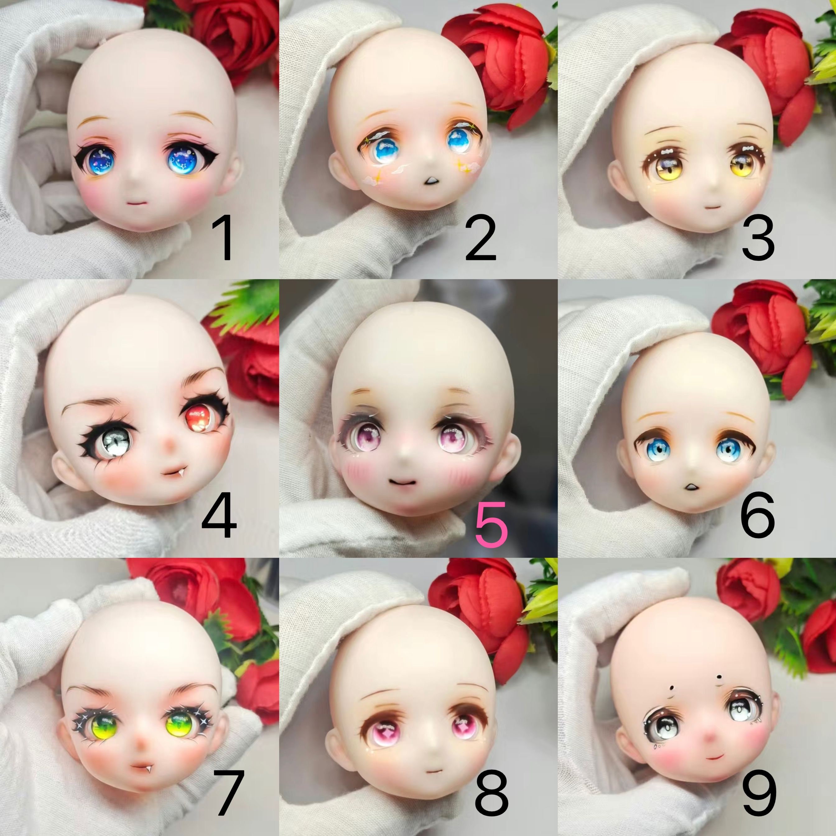 Random Doll Head. Soft Plastic Toy Practice Makeup Doll Head 1/6 White DIY  Heads for Barbies BJD Make Up 