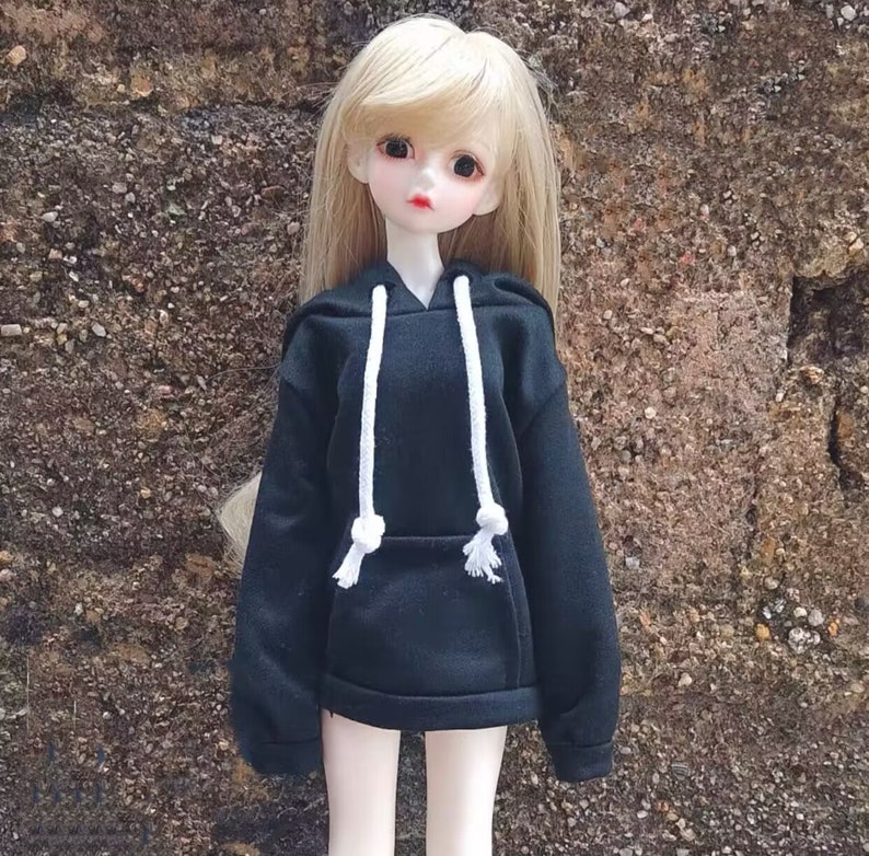 1/3 bjd 1/4 1/6BJD baby clothes 4 minutes 3 minutes 6 minutes 60cm doll clothes hooded sweater jacket Black