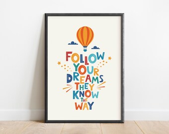 Sigue tus sueños Cita A4 Imprimir en casa Descarga digital