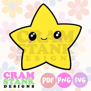 Cute Kawaii Star PDF PNG JPEG Digital Download Clipart