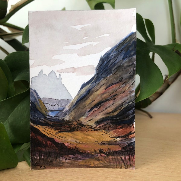 Original Watercolor Painting Mountain View