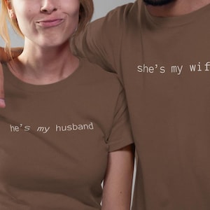 Comfort Colors® Funny Hubby + Wifey matching shirts, sarcastic couple shirts, Anniversary gift for husband/wife, couple outfit 5th 10th 20th