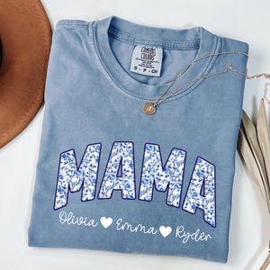 Mom Shirt with Names Toile Flowers Mom Gift for Mother Day Gift Custom Mom Shirt Birthday Gift for Mama Personalized Mom Tee Special Gift