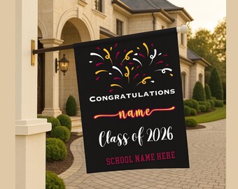 Maroon and Gold Class of 2026 Graduation Flag: Custom 2026 Senior Banner