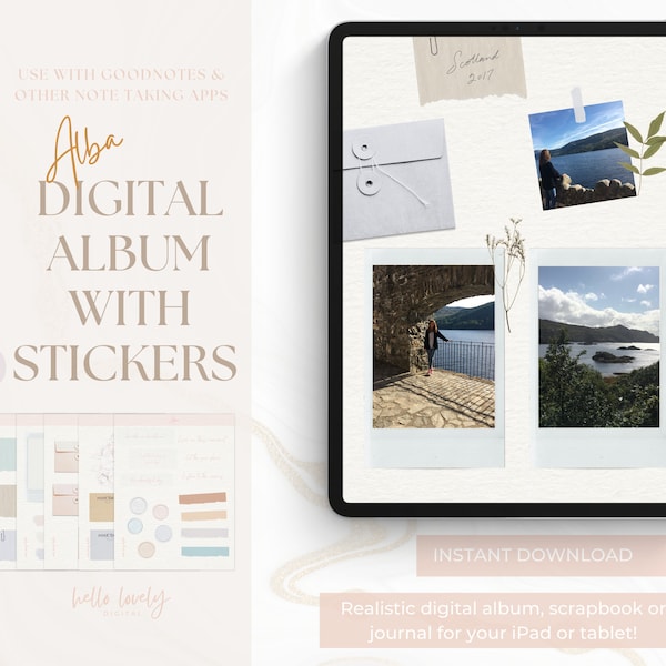 Digital Photo Album, Memory Book, GoodNotes Scrapbook, Digital Journal, iPad Photo Album, Minimalist Journal, Aesthetic Digital Stickers