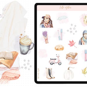 Gezellige digitale herfststickers, voorgesneden Goodnotes herfststickers, stickers scrapbooking/dagboek, stickers esthetische pastelkleur, stickers oktober