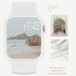 Sfondo minimale per Apple Watch, quadrante estetico, sfondo estivo, sfondo grazioso per smartwatch, quadrante Apple Watch, schermo neutro