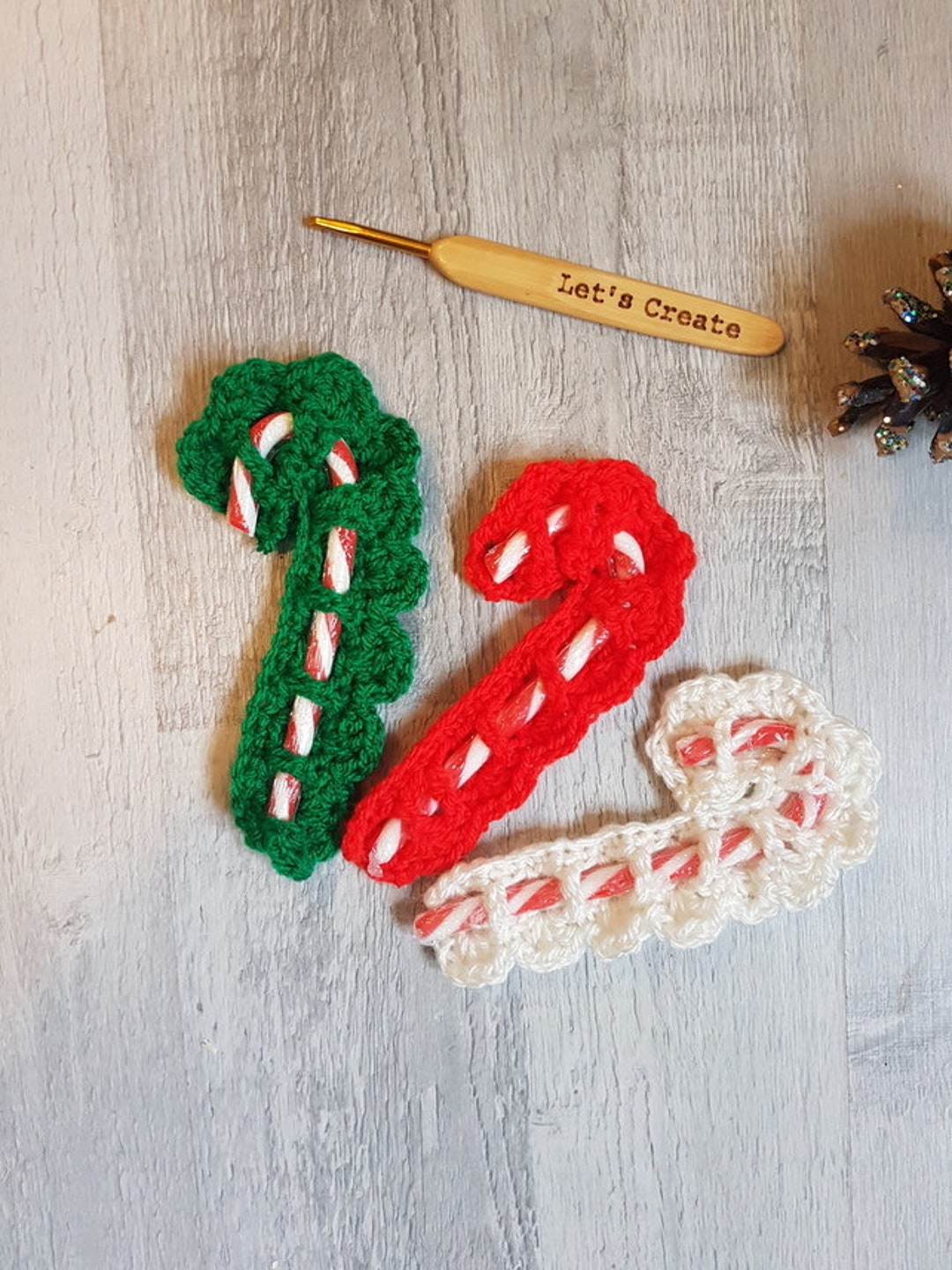 PDF PATTERN Crochet Candy Cane Holder Christmas Ornament U.K and U.S ...