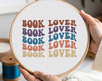 Book Lover cross stitch pattern PDF, Reading Cross Stitch, Booklover Cross Stitch, nerdy cross stitch, teacher cross stitch, book lover gift