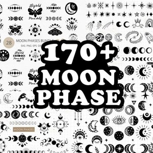 Boho Moon Phase SVG, Moon Phases, Mushroom Moon Phase, Moon Svg, Celestial Svg, Celestial Clipart, Moon Phase Sublimation, Moon Lotus