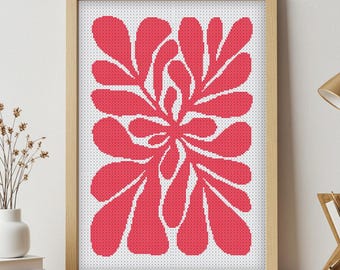 Red Flower cross stitch pattern , flowers Cross stitch pdf, Flower cross stitch retro, Boho Cross stitch patterns, digital cross stitch,