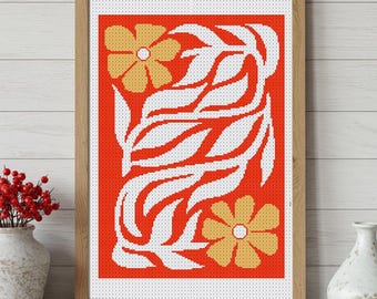 Red Flower cross stitch pattern , flowers Cross stitch pdf, Flower cross stitch retro, Boho Cross stitch patterns, tiny cross stitch,