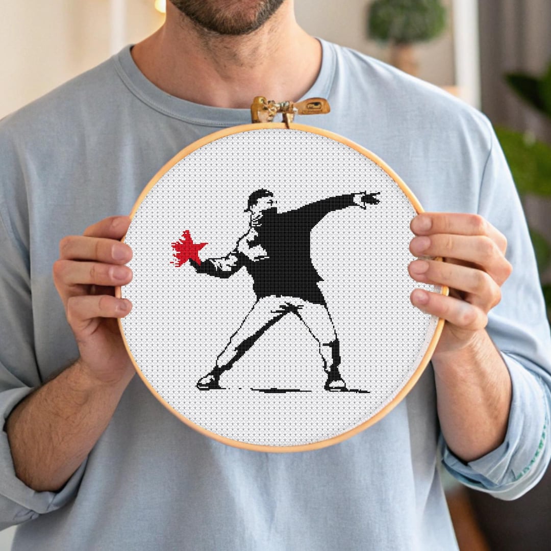 Banksy Cross Stitch Art Pdf Pattern, Easy Cross Stitch, Simple Cross ...