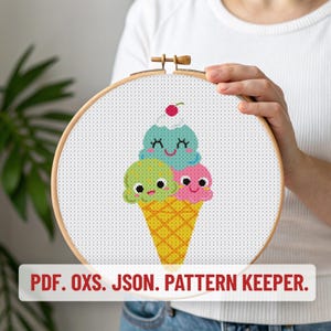 Lindo helado patrón de punto de cruz en PDF Punto de cruz, Patrón PDF, Fácil, Principiante, Descargar Punto de cruz moderno Punto de cruz de verano,