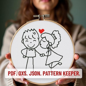 Love Wedding mini cross stitch pattern, Heart cross stitch PDF. Modern simple cross stitch, Valentine’s Day Cross Stitch, pattern keeper