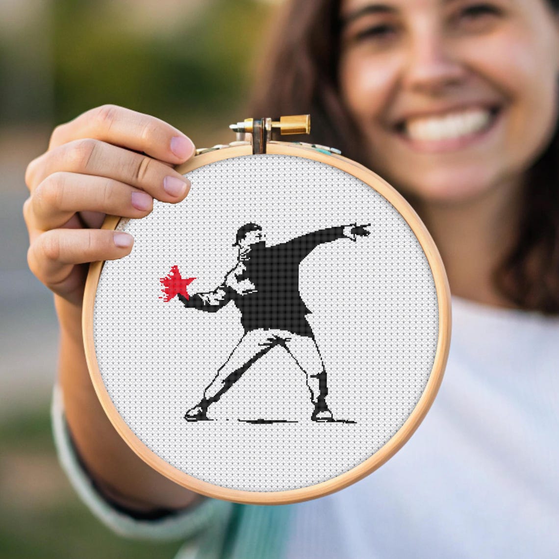 Banksy Cross Stitch Art Pdf Pattern, Easy Cross Stitch, Simple Cross ...